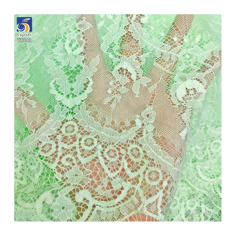 YX841-1 150CM*300CM 100 Polyester China Cheap Prices Embroidery Eyelash Lace Fabric for Dresses and Clothing - 图片 6