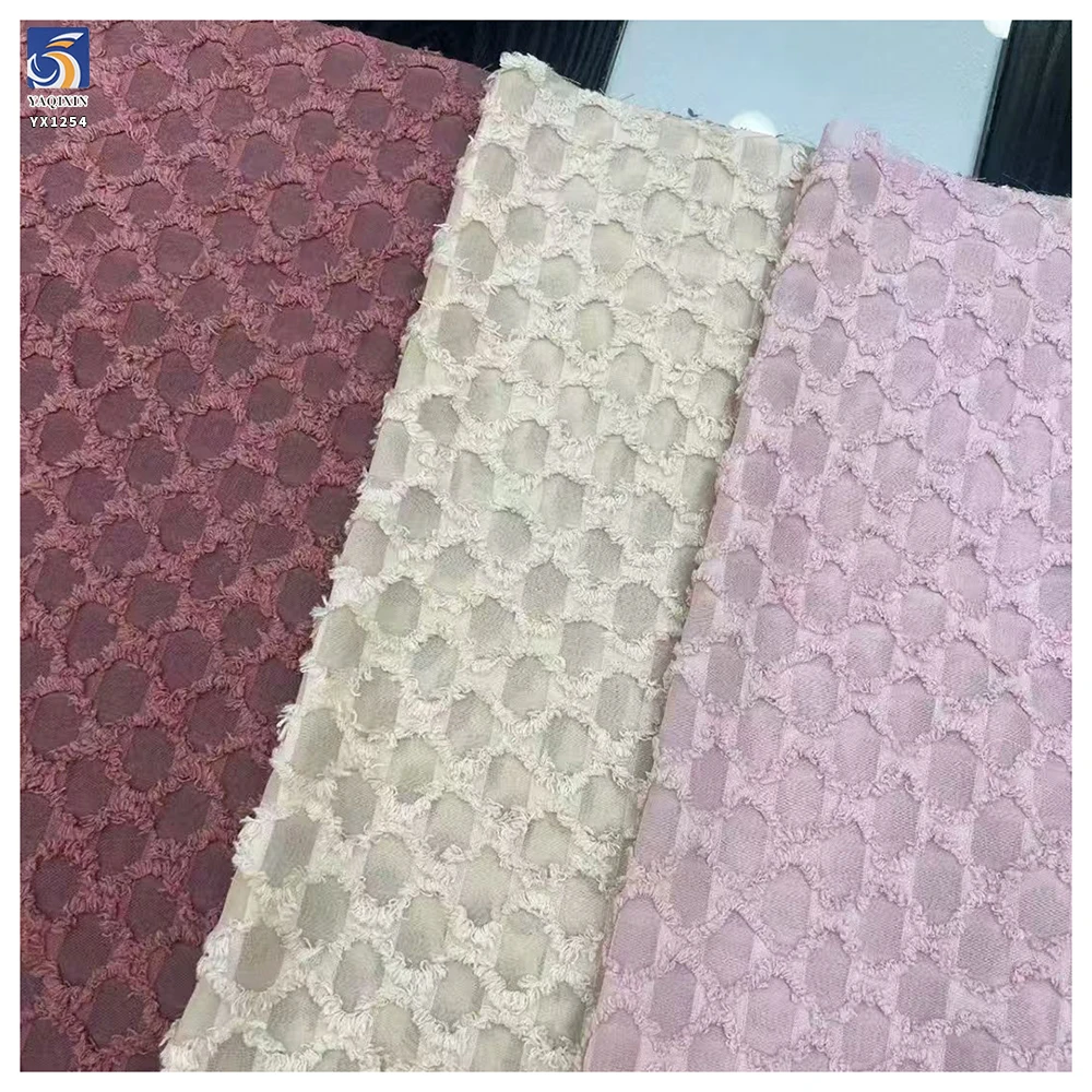 YX1254 130gsm Polyester Diamond Pattern Textured Jacquard Fabric 2026 New Spring Fashion Women's Wear Jacquard Fabric - 图片 4