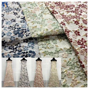 YX1164 180gsm Woven 100% Polyester 3D Jacquard Brocade Fabric Latest Woman Dresses for Clothing