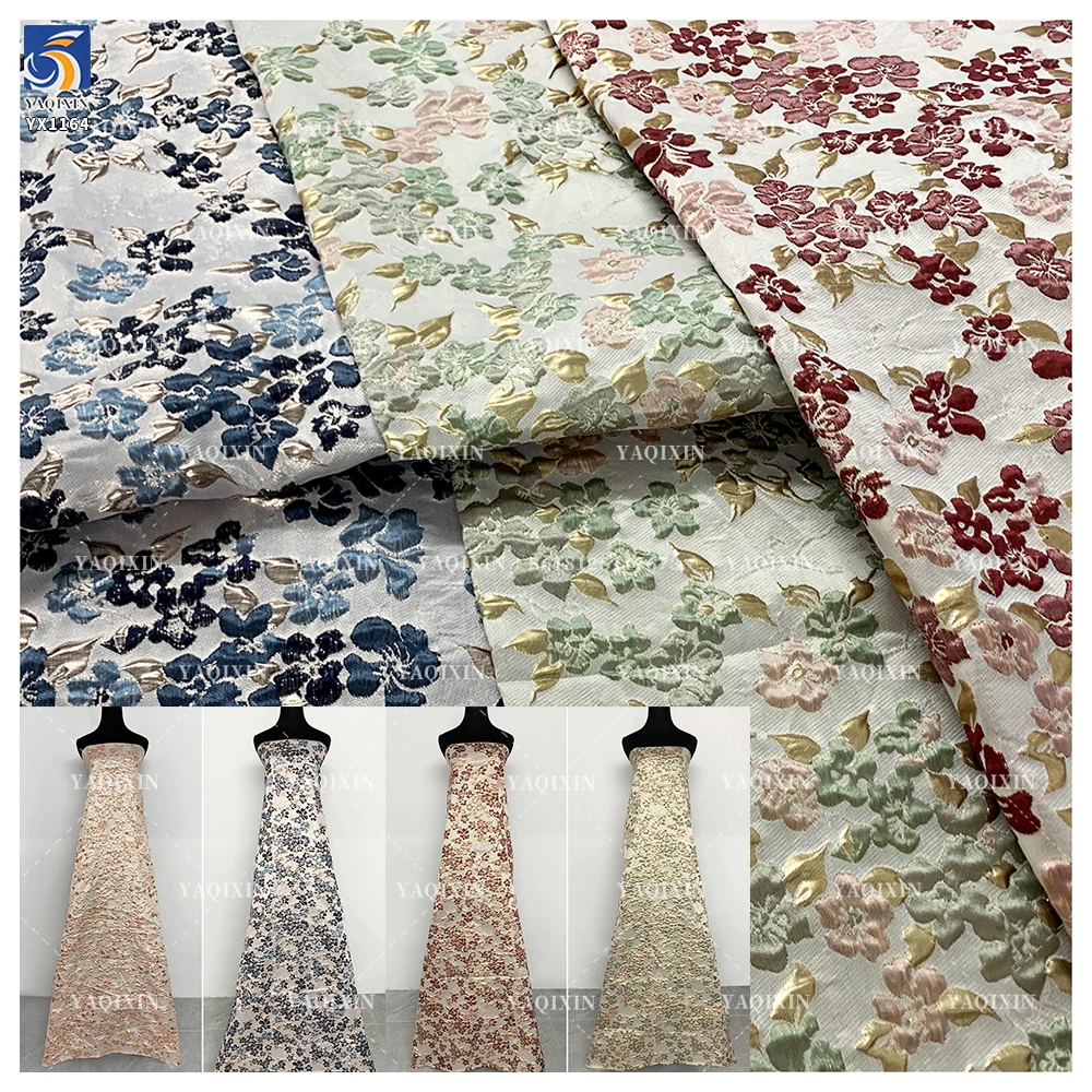YX1164 180gsm Woven 100% Polyester 3D Jacquard Brocade Fabric Latest Woman Dresses for Clothing