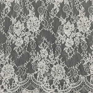 YX1090 New Lace Fabric Bride's 2025 African White Eyelash Lace Fabric With White Pearls 15 Yards Wedding - 100% Polyester...
