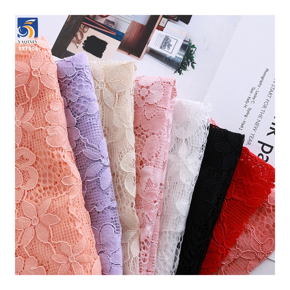 YX790 Women's Lace Dress 120gsm Heavy Luxury Bone Silk Cotton Strand 70 Nylon 30 Cotton Woven Chantilly Eyelash Lace Fabric - 图片 3