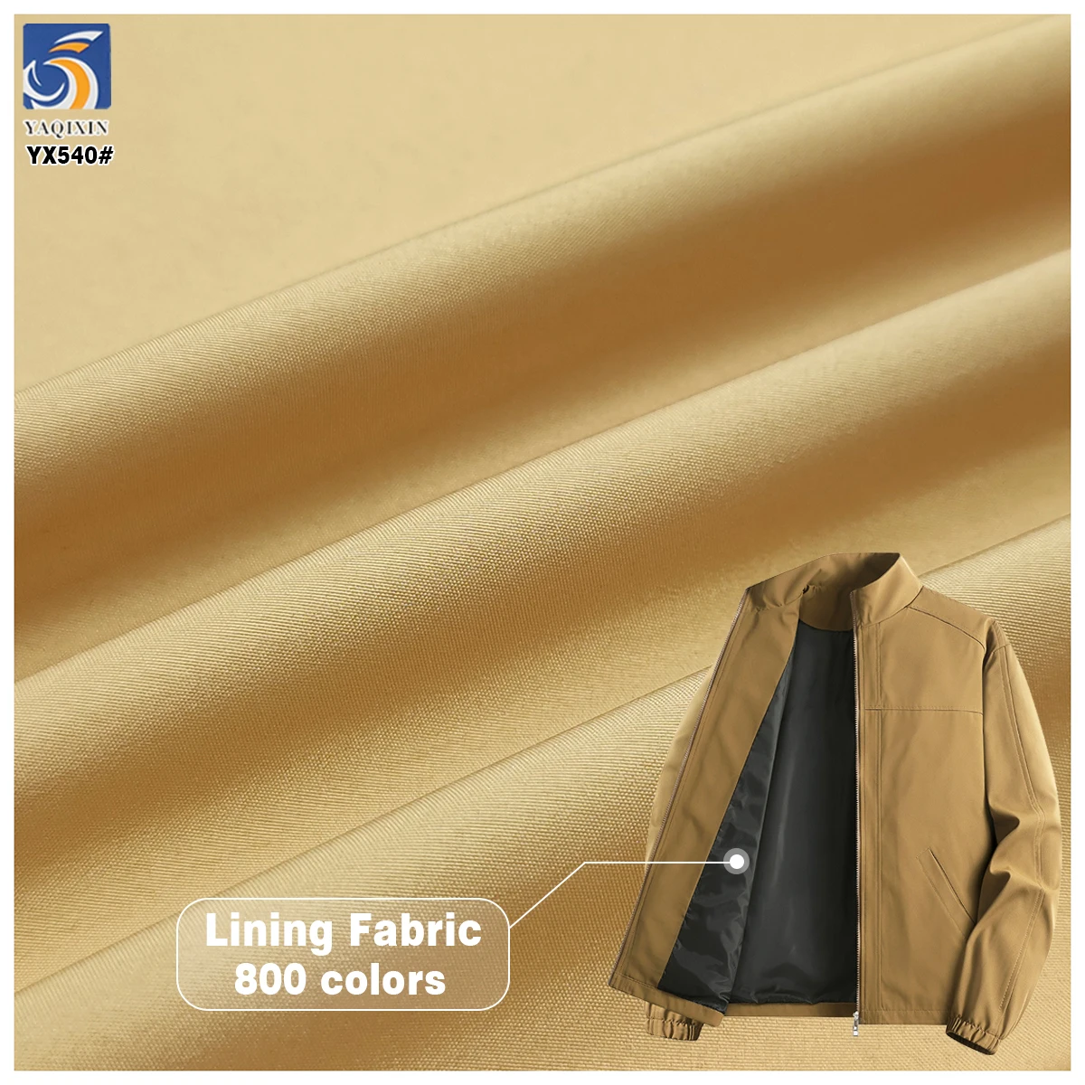YX540 Wholesale Khaki Taffeta Fabric 100% Polyester 300T Pongee Lining Fabric Price Per Meter by Roll