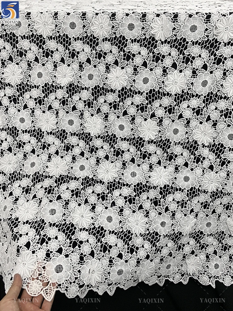 YX1163 2026 Water-Soluble Embroidered Flowers 5 Yards of 3D Lace Fabric White Nigerian Wedding Style African Laces Fabric - 图片 4