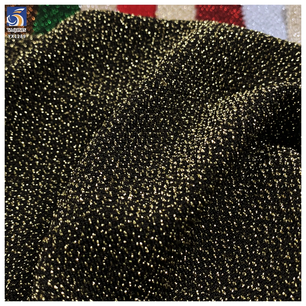 YX1289 170gsm China Competitive Prices Nylon Spandex Gold and Silver Thread Lurex Knitted Stretch Fabric for Garments - 图片 6