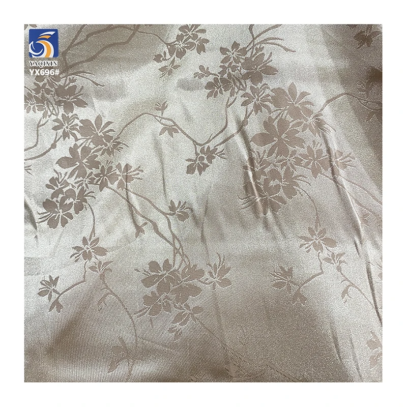 YX696 New Chinese Style Satin Fabric 110gsm Polyester Rose Floral Jacquard Dress Fabric for Women in Summer - 图片 4