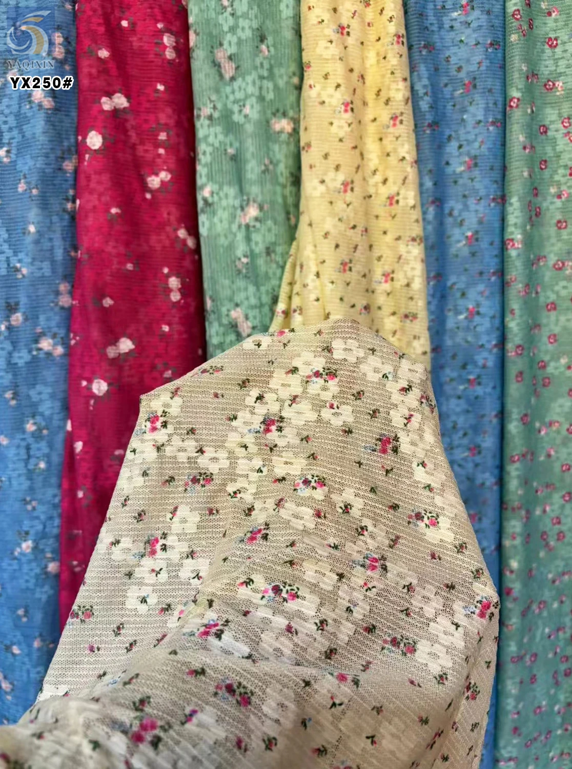 YX250 New Design 2024 92 Polyester 8 Spandex Stretch Mesh Jacquard Lace Digital Printing Lace Fabric - 图片 4