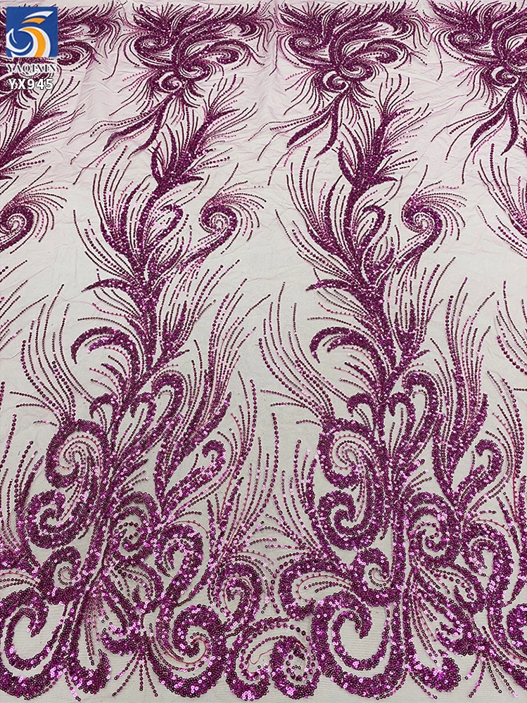 YX945 200gsm Snow-white Luxury Lace Fabric European and American African Wedding Dress Lace Bling Bling Glitter Sequin Fabric - 图片 6