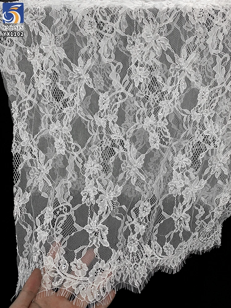 YX1102 300*150CM Apparel-Wedding/Special 0ccasion Customized Color Eyelash Lace Fabric Beaded 3D Lace Fabric for Africa - 图片 6