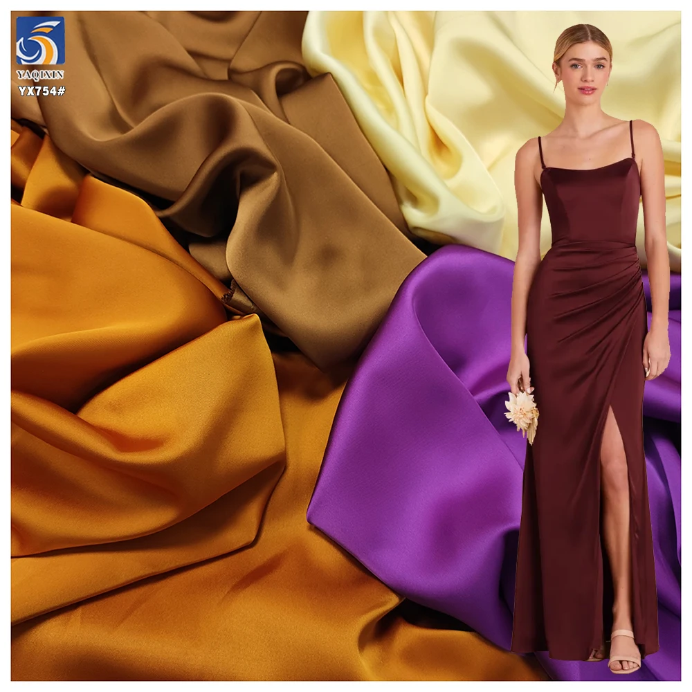 YX754 2025 Spring New Fabrics 180gsm Soft and Silky 100 Polyester Double-Faced Satin Satin Fabric for Woman Dresses