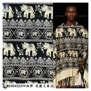 YX1233-2 High Quality Polyester African Tropical Tribal Print Fabric Roll Totem Chiffon Stretch Print Fabric for Clothing Dress