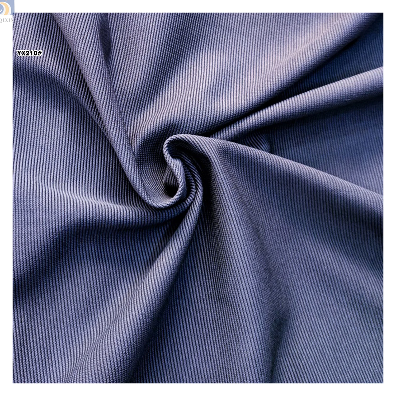 YX210 Plain Dyed 280gsm Horizontal Pinstripe 98 Cotton 2 Spandex 21 Wale Stretch Corduroy Fabric for Women Trousers - 图片 4