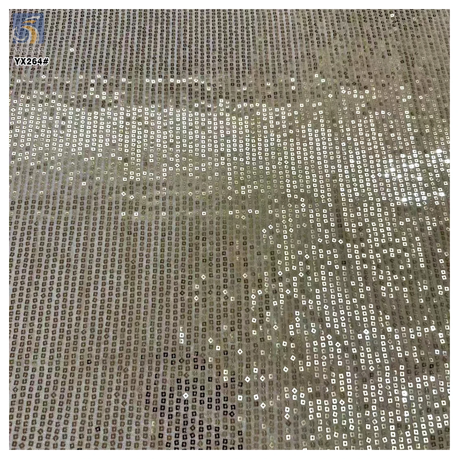 YX264 Luxurious Embroidery 100% Polyester 300gsm 5mm Square Gold Sequin Velvet Fabric - 图片 4