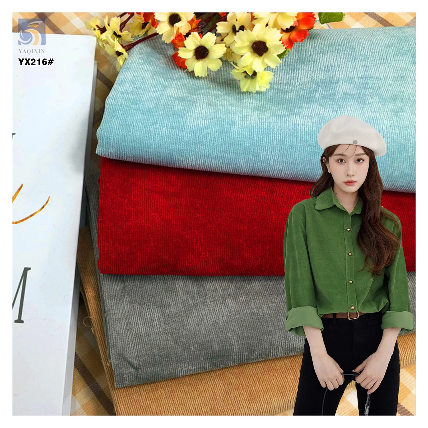 YX216 Spring Eco-Friendly 170gsm 28 Wale High Quality Thin Pure Cotton Corduroy Cotton Fabrics for Kids