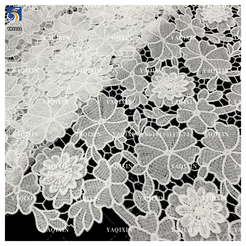 YX1212 New 200gsm Poly 3D Hand Embroidery Flowers Lace Fabric High Quality Woven Water-Soluble Mesh Net Lace Fabric - 图片 4