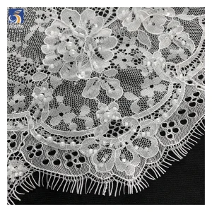 YX1090 New Lace Fabric Bride's 2025 African White Eyelash Lace Fabric With White Pearls 15 Yards Wedding - 100% Polyester...