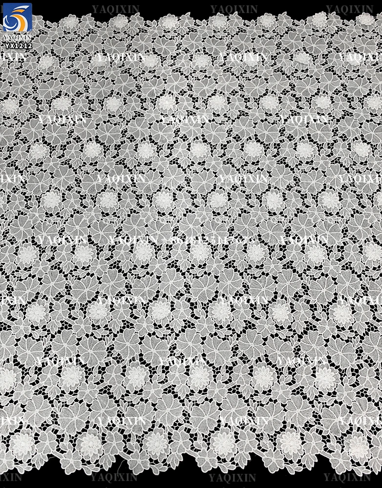 YX1212 New 200gsm Poly 3D Hand Embroidery Flowers Lace Fabric High Quality Woven Water-Soluble Mesh Net Lace Fabric - 图片 3
