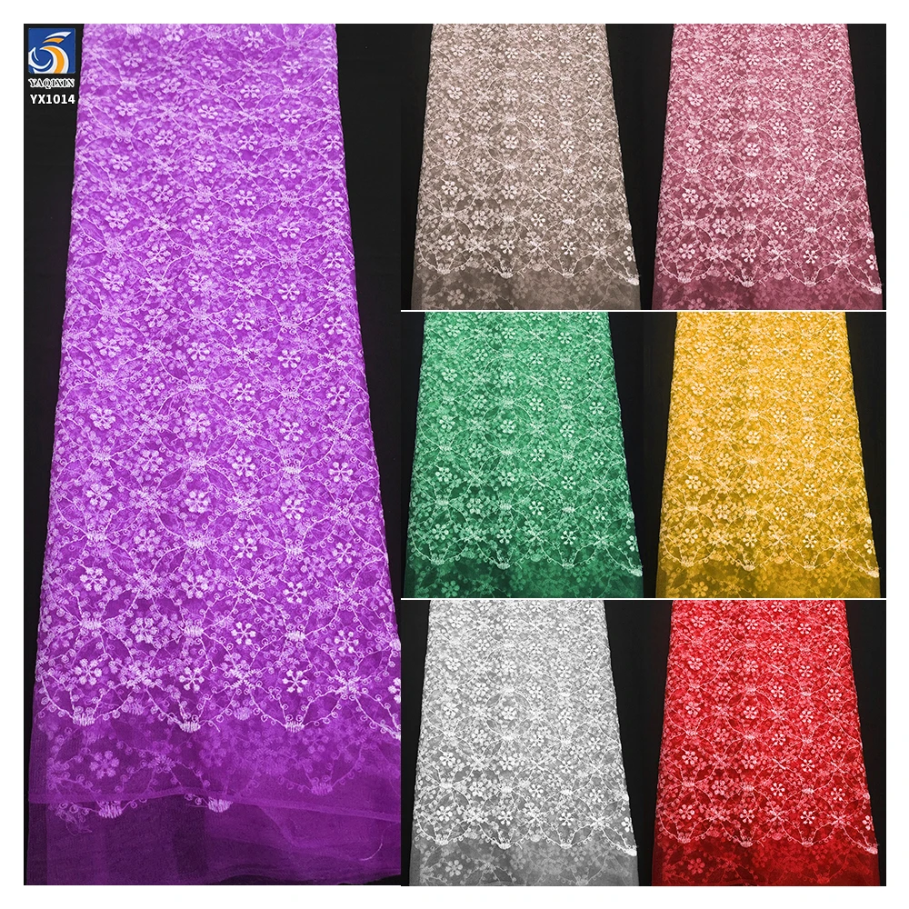 YX1014 Fashion New Style 2026 Embroidery Tulle Mesh Fabric Polyester Snowflake Pattern Embroidered Tulle Fabric for Girls Skirt - 图片 2