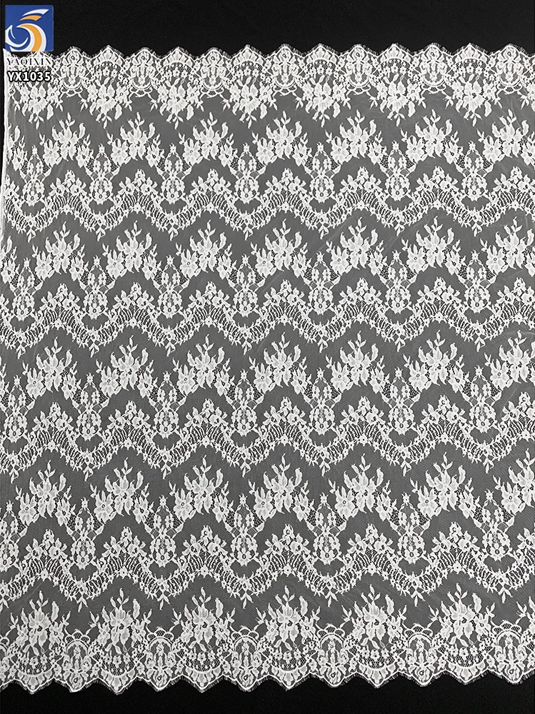 YX1035 China Customizable Eyelash Lace Fabrics Polyester French Inexpensive Florals Textile Eyelash Lace Fabrics 10 Yards - 图片 4