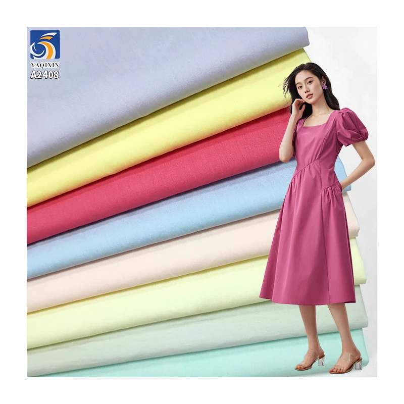 A2408 90gsm Lightweight Plain 60% Cotton and 40% Nylon Blended Poplin Fabric 60s Cotton Poplin Women's Dress Shirt Fabric