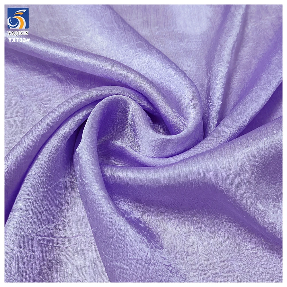 YX733 Middle East Dubai Fashion Chiffon Wrinkled Fabric Women's Dress Luxurious Purple Shiny Crepe 100 Polyester Fabric - 图片 3