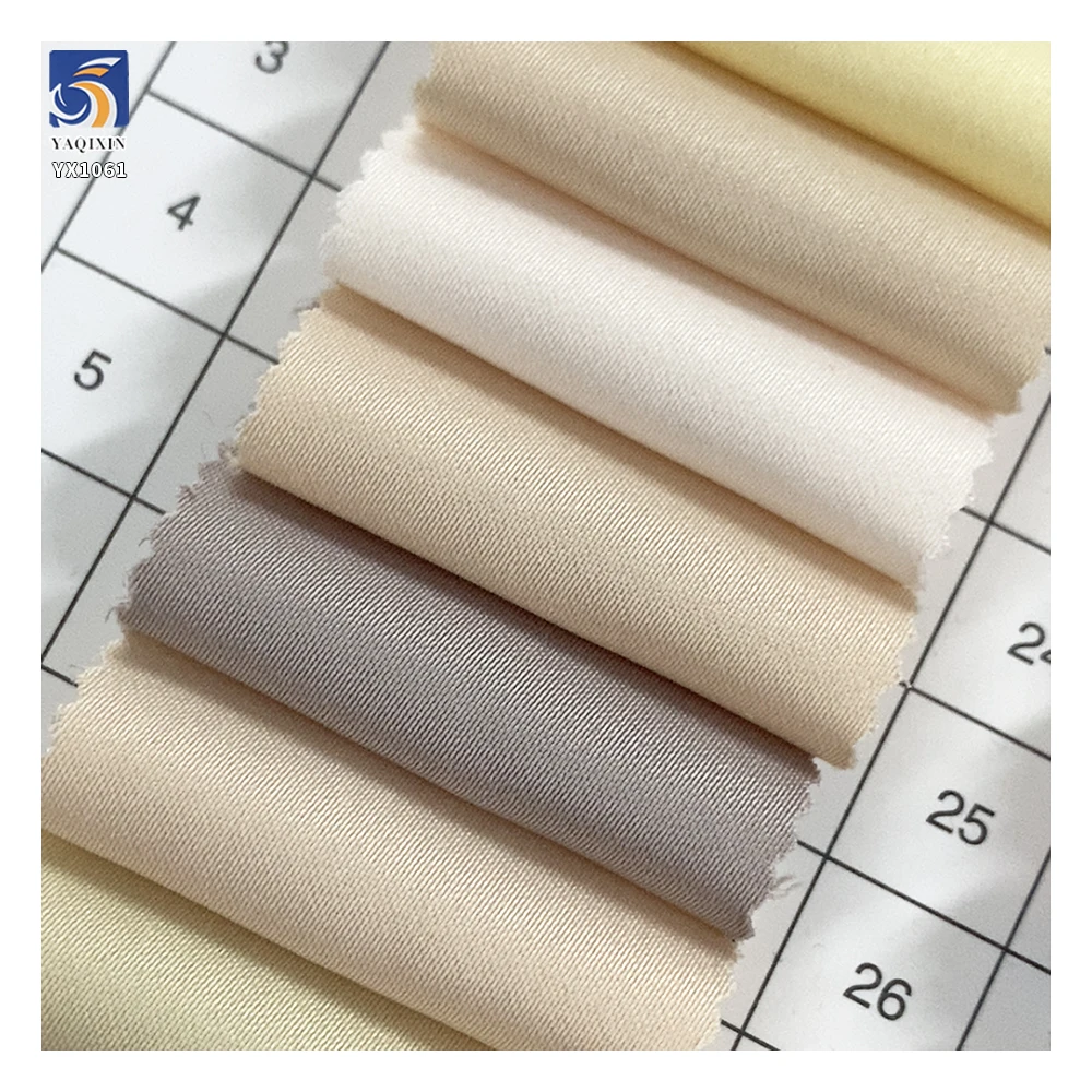 YX1061 170gsm Wall Street Business Apparel Clothing Dress Beige Satin Fabric Polyester Spandex Stretch Elastic Satin Fabrics - 图片 5