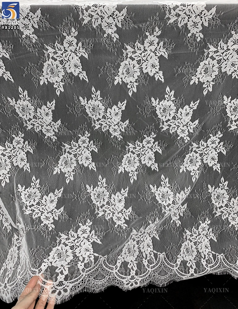YX1205 New Austrian Tulle Lace Fabric 2026 White 10 Yards Embroidery High-Quality Eyelash Design Lace Fabric Textiles - 图片 4