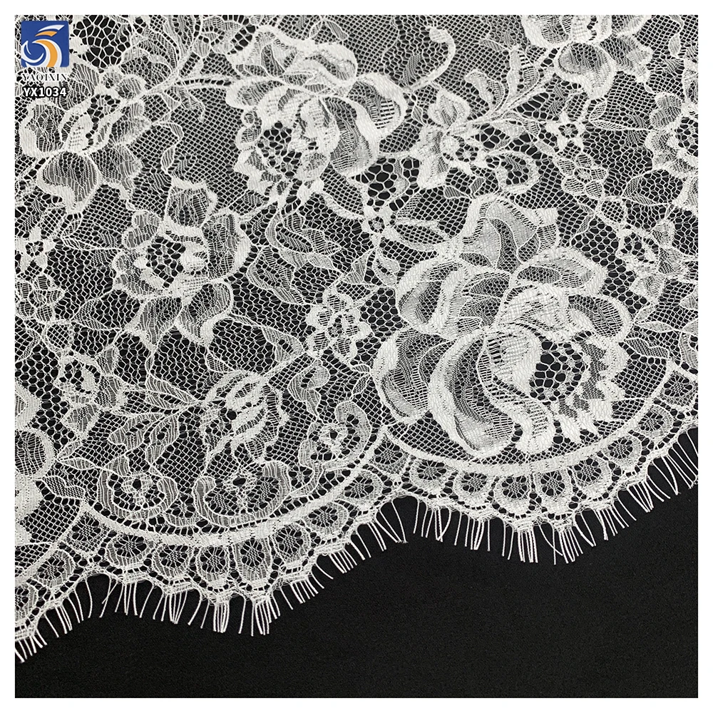 YX1034 300CM*150CM Wholesale Polyester Multi-Color Cheap Price Eyelash Lace Fabrics China for Clothing and Home Textiles - 图片 4