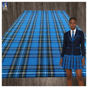 YX1410 145CM 170gsm High Quality Polyester Cotton TR Fabric Ghana Blue School Uniform Striped Yarn Dyed Fabric