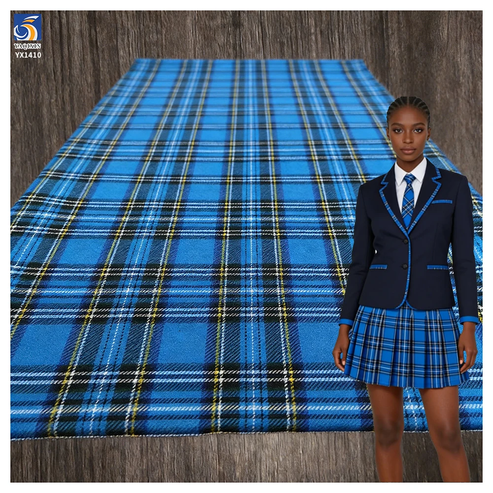 YX1410 145CM 170gsm High Quality Polyester Cotton TR Fabric Ghana Blue School Uniform Striped Yarn Dyed Fabric