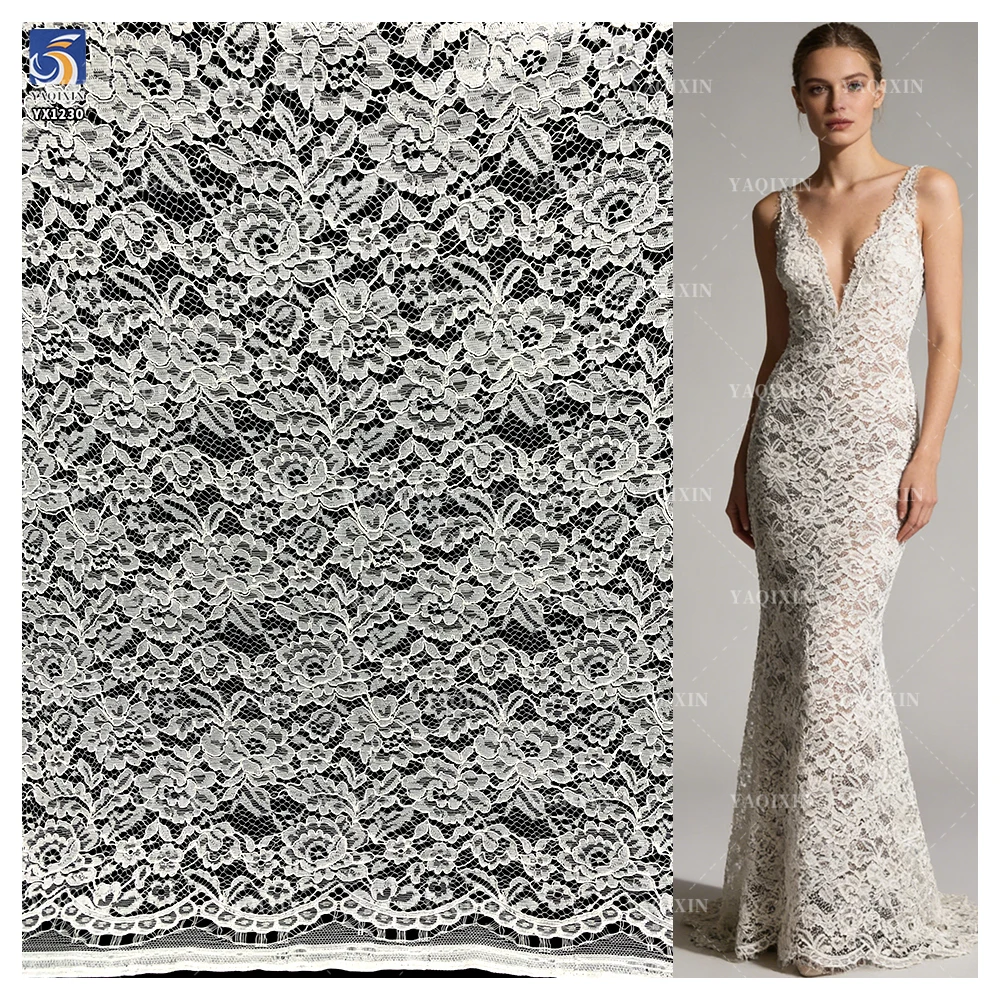YX1229 Quick and Easy Custom Color 120g Woven Mesh Net Lace Fabric Cheap Polyester Mesh Wedding Chantilly Lace Fabric