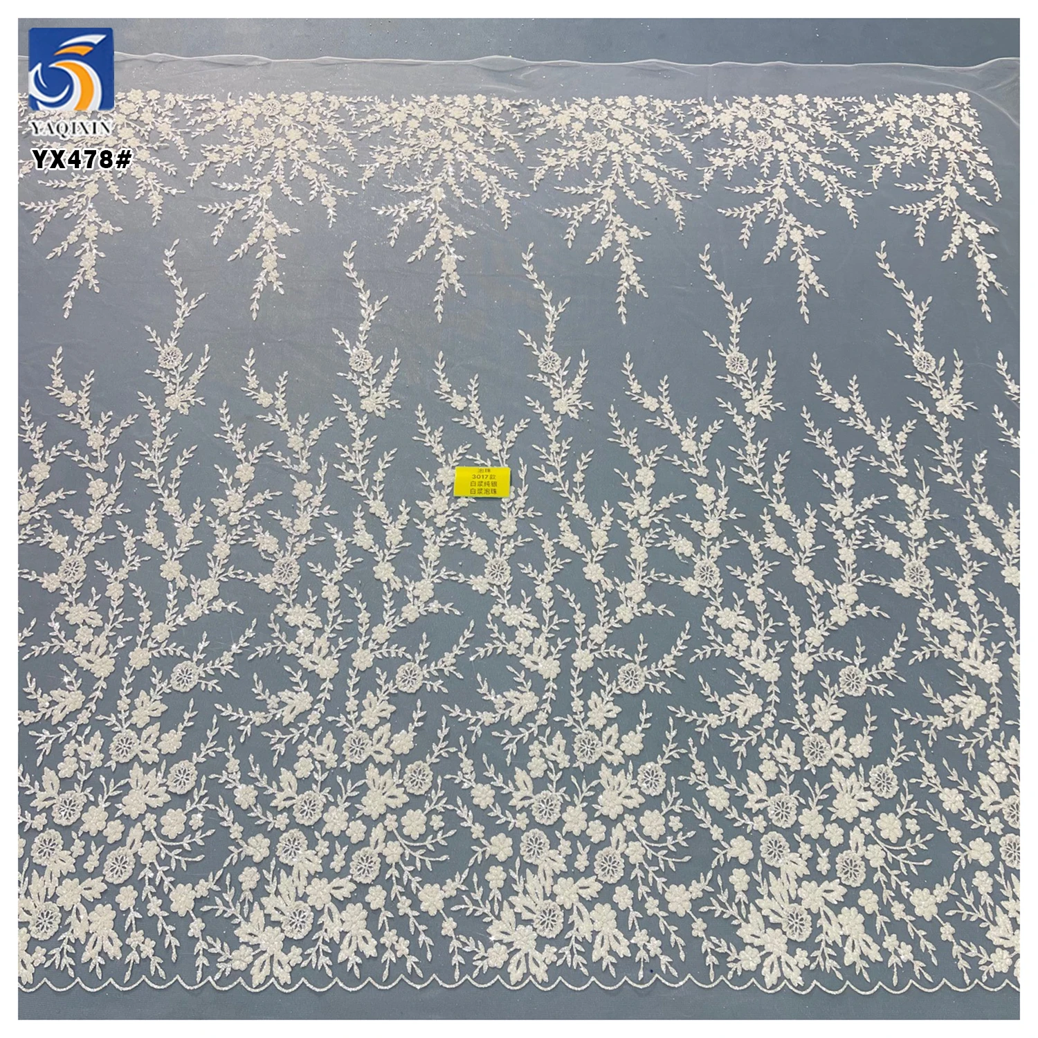 YX478 High-End Quality Wedding Dress Fabric Sparkling Silver Glitter Dust Tulle Fabric for Bridal Veil - 图片 3