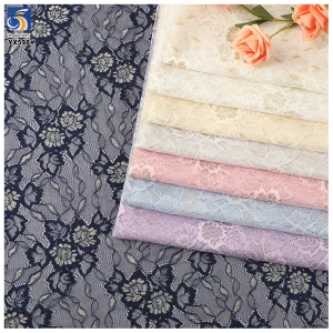 YX598 China Factory Cheap Lace Fabric Multicolor Peony Flowers Knitting Chantilly Lace Fabric for Children's Garments