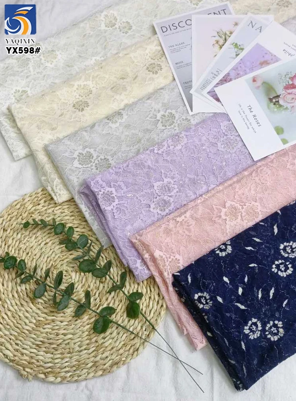YX598 China Factory Cheap Lace Fabric Multicolor Peony Flowers Knitting Chantilly Lace Fabric for Children's Garments - 图片 4