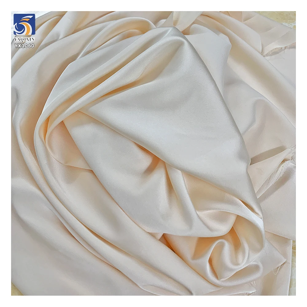 YX1060 150cm 105gsm Cheap Plain Apricot Woven High Elastic Satin Fabric Full Dress Stretch Satin Fabrics for Sales 1 Yard - 图片 3
