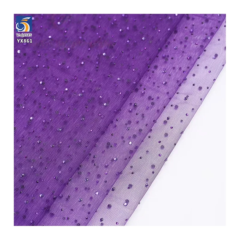 YX861 New Trends Tulle Polyester Knitted Mesh Net Clothing Colored Shiny Diamonds 3D Glitter Tulle Fabric for Toys - 图片 3