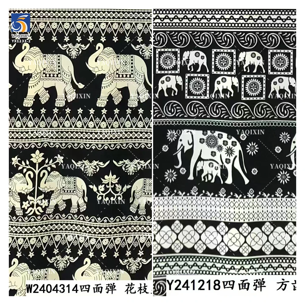 YX1233-2 High Quality Polyester African Tropical Tribal Print Fabric Roll Totem Chiffon Stretch Print Fabric for Clothing Dress - 图片 3