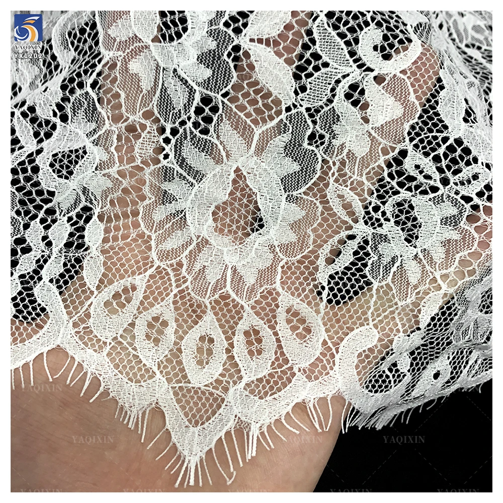 YX1202 Germany and France Europe Style Wedding Mesh Lace Fabric for Bride Embroidery Eyelash Lace Fabric Popular Designs - 图片 2