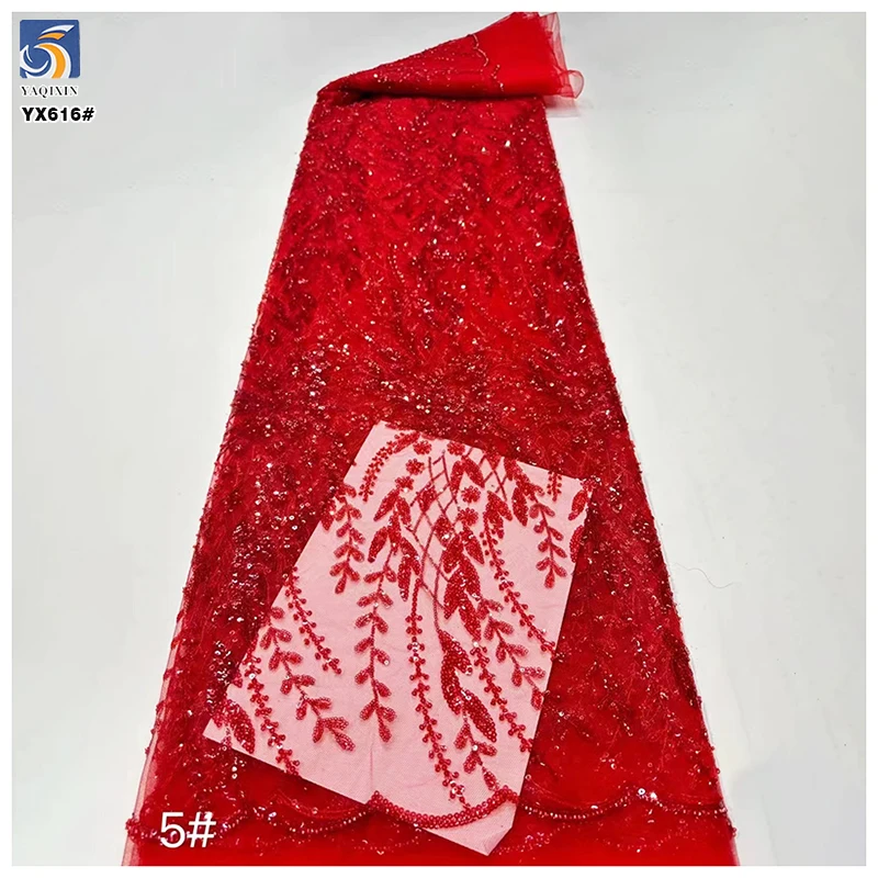 YX616 Green Latest 3MM Embroidered Sequined Tulle African Lace Fabric Nigerian Dress for Lady Dress - 图片 5