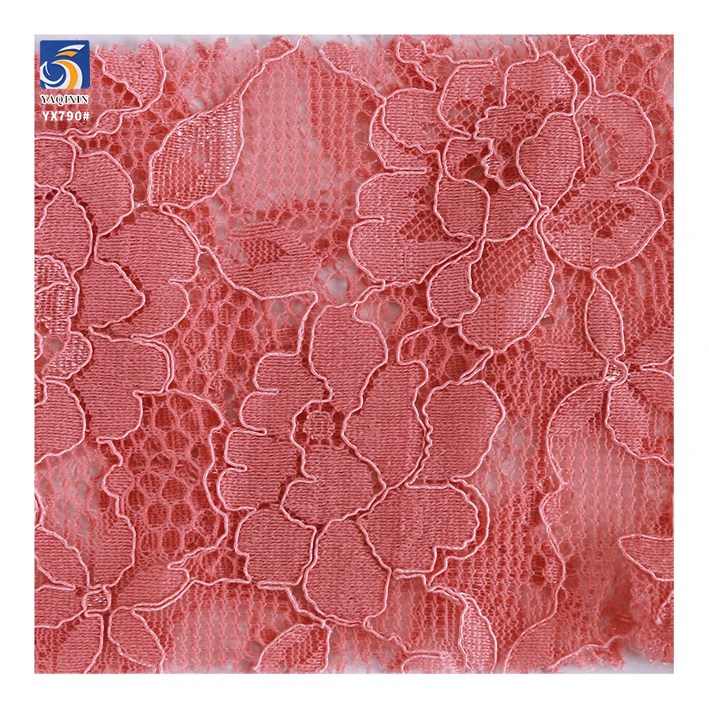 YX790 Women's Lace Dress 120gsm Heavy Luxury Bone Silk Cotton Strand 70 Nylon 30 Cotton Woven Chantilly Eyelash Lace Fabric - 图片 5