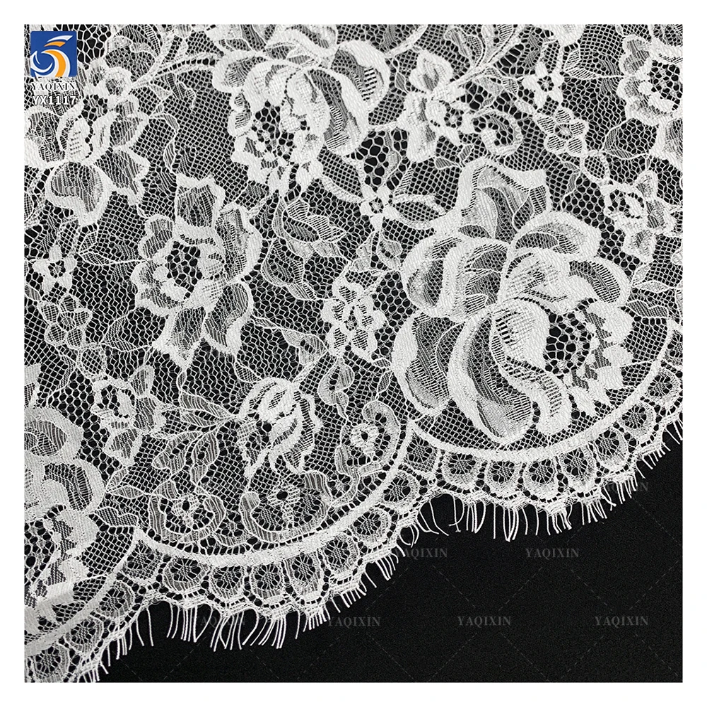 YX1117 300*150CM Wholesale Cheap Suitable Curtain Fabrics Fabric 2026 Flowers Embroidery White Lace Fabric Textile Lightweight - 图片 3