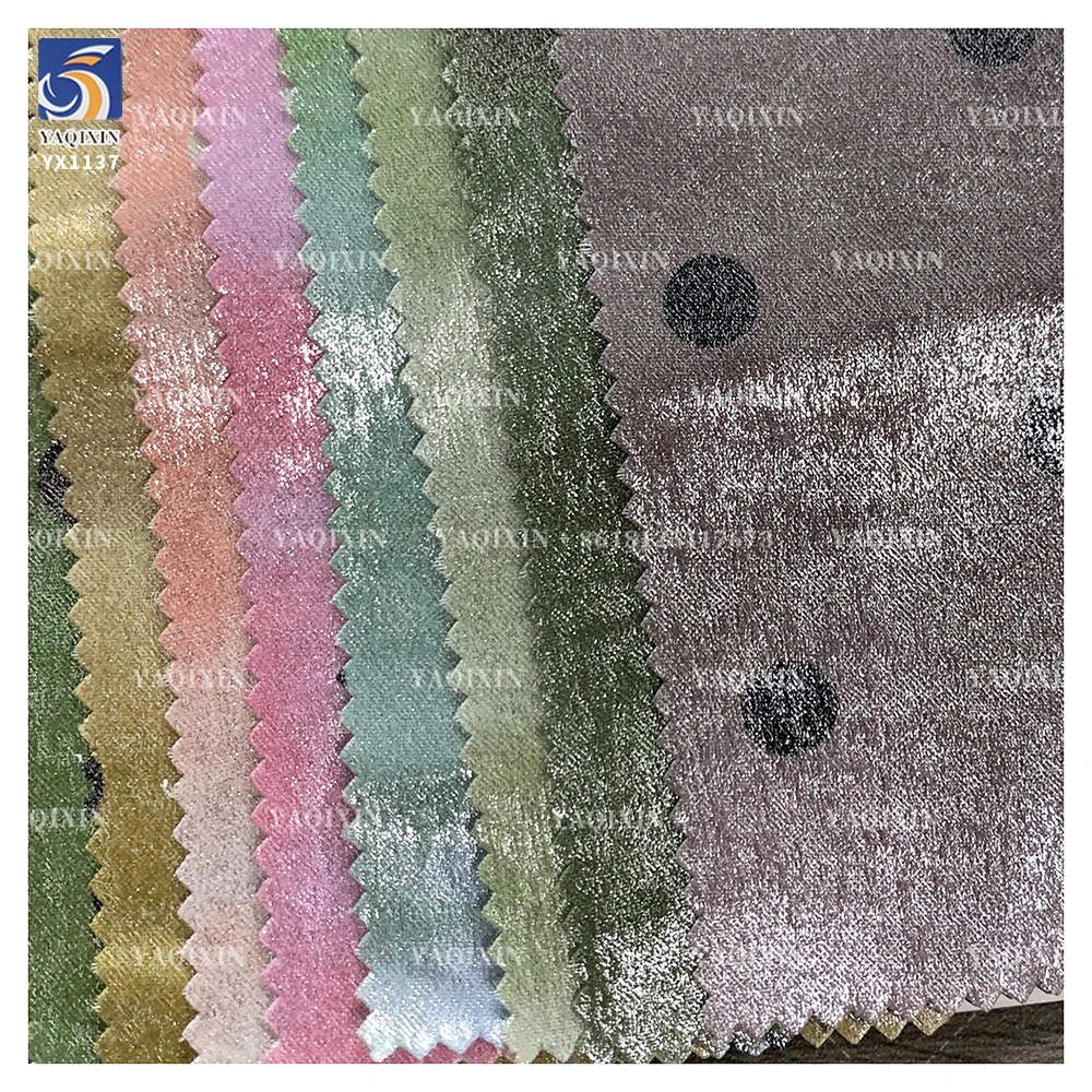 YX1137 120gsm Hot Stamping Gradient Lustrous Black Polka Dots Fabric 2 Yards Stretch Knit Women's Clothing Dots Fabric - 图片 4
