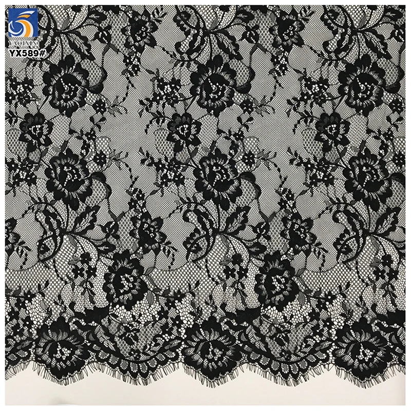 YX589 Best Selling Cheap African and French Eyelash Lace Fabric Wedding Mesh Eyelash Lace Fabric - 图片 5