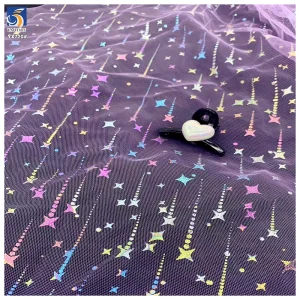 YX720 2025 Apparel Skirts 100% Polyester Colorful Meteor Shower Magic Gold Stamping Star Printed Fabric for Girls Tutu