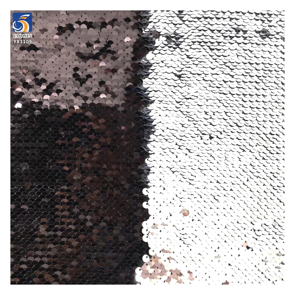 YX1109 5mm Double-Sided Flip-up Sequin Fabric Backdrops for Events Bags Clothing Gold and Silver Sequins Fabric by the Yard - 图片 4