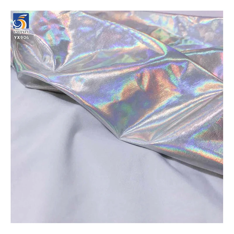 YX906 170gsm Two-Color Stretch Blue and Purple Laser Reflective Fabric 95 Polyester 5 Spandex Colorful Laser Reflective Fabric - 图片 5
