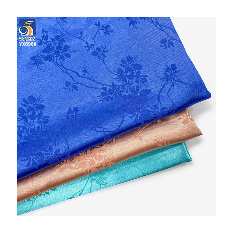 YX696 New Chinese Style Satin Fabric 110gsm Polyester Rose Floral Jacquard Dress Fabric for Women in Summer - 图片 3