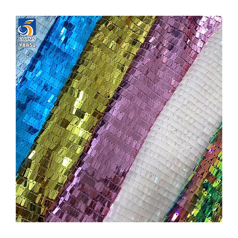 YX852 Cheap Price Width 130cm 300gsm 3x9mm Rectangular Sequin Fabric for Bags,Backpacks,Shoes,Skirts - 图片 3