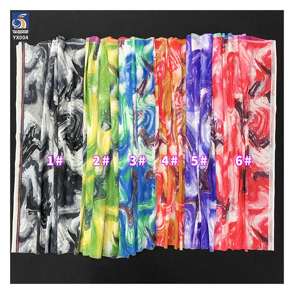YX007 4 Way Stretch Tie-Dye Digital Printing Customized Print Mesh Fabrics Picture Sample Custom Printing Mesh Fabric Textiles - 图片 2