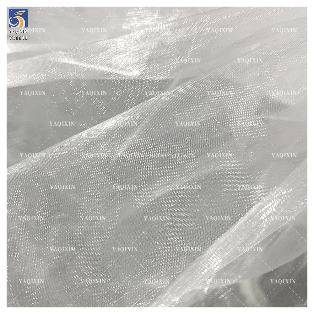 YX1141 Lightweight 22gsm Polyester Hardened Transparent Glass Gloss Organza Fabric for Formal Dress or Wedding Dress - 图片 6